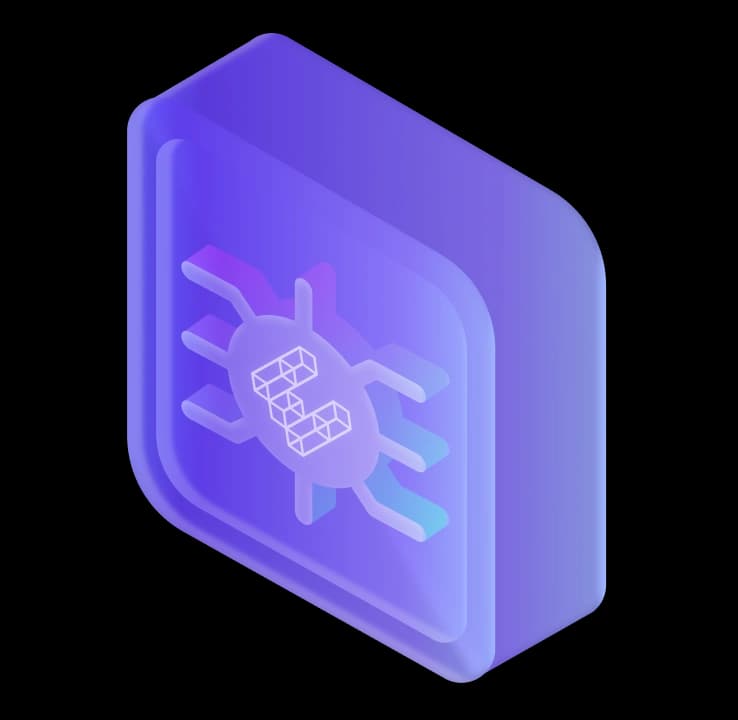 a 3D illustration of a distributed network on a 3D square